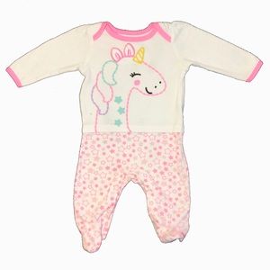 Wonder Nation Unicorn Baby Girl’s Sleeper Sz 0-3M